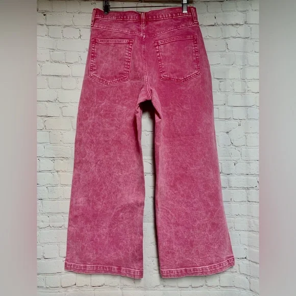 NEW GAP High Rise Stride Ankle Wide Leg Jeans Sugar Plum Pink Size 28 6 - Picture 4 of 6